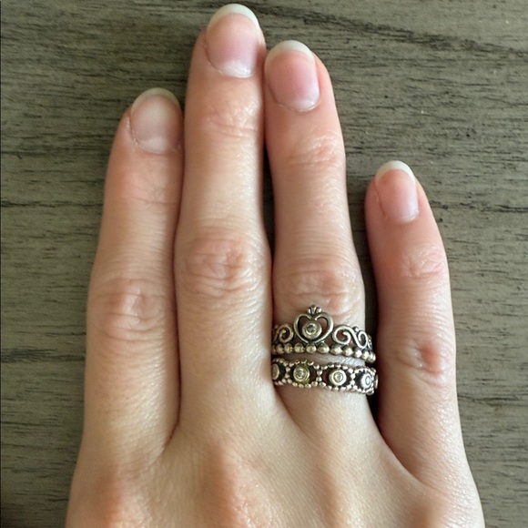 PANDORA TWO RING SET - Picture 1 of 8